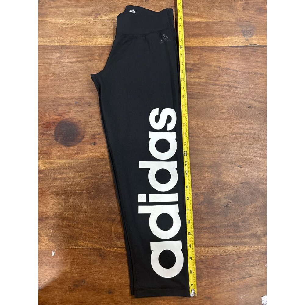 Adidas Climalite Capri Womens Leggings Black/White Logo S Stretch Activewear - Picture 8 of 10